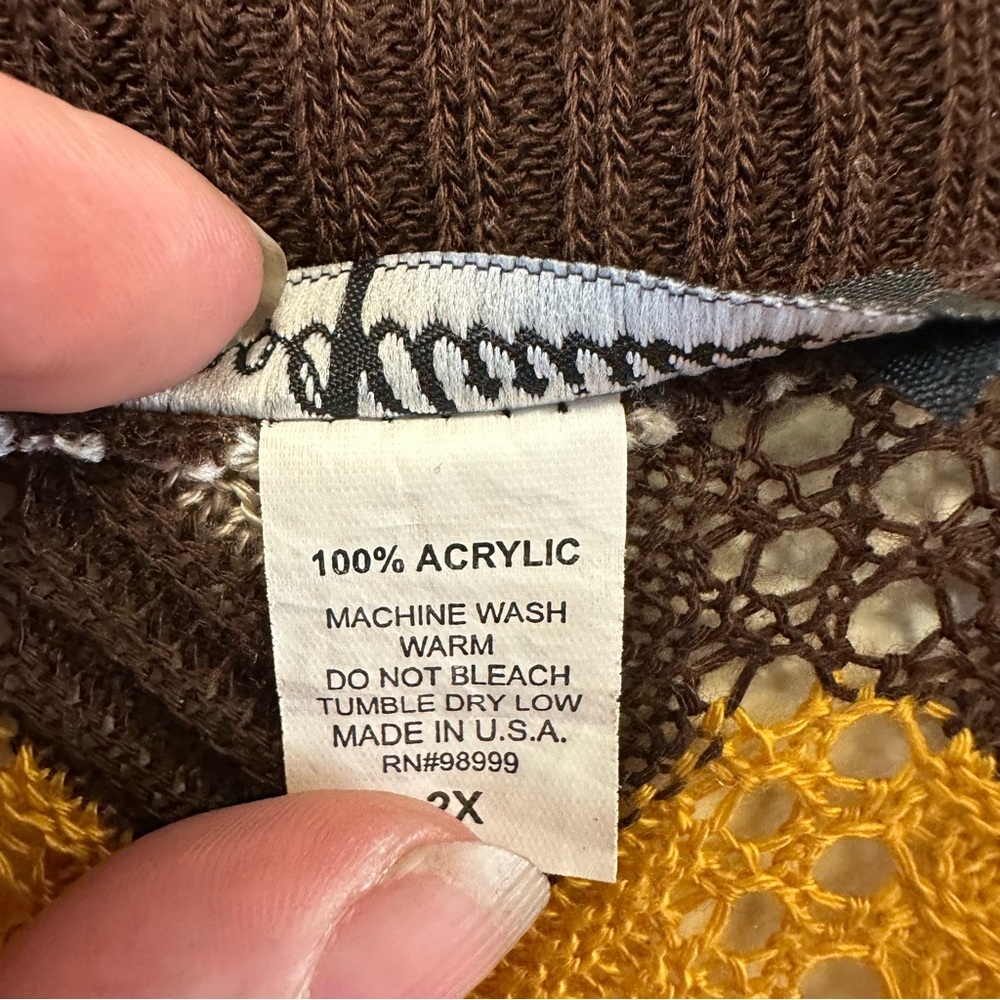 Chevron Patterned Lace Open Front Cardigan - Picture 6 of 7